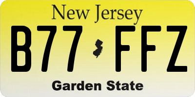 NJ license plate B77FFZ