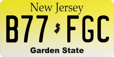 NJ license plate B77FGC