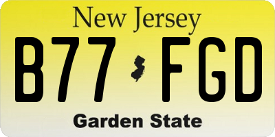 NJ license plate B77FGD