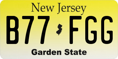 NJ license plate B77FGG