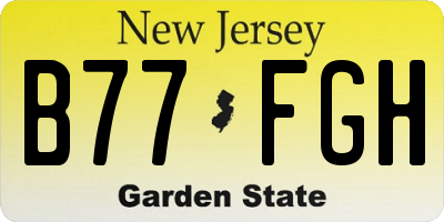 NJ license plate B77FGH