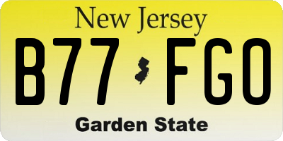 NJ license plate B77FGO
