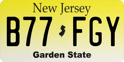 NJ license plate B77FGY