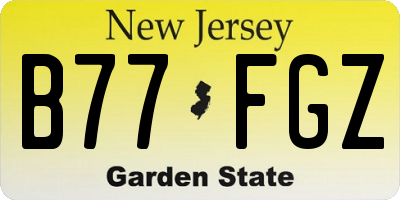NJ license plate B77FGZ