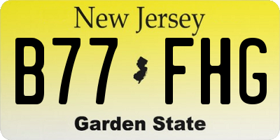 NJ license plate B77FHG