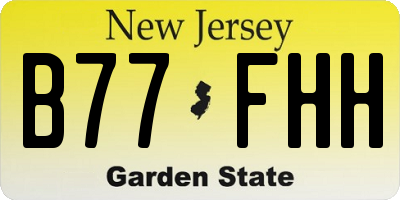 NJ license plate B77FHH