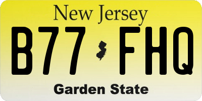 NJ license plate B77FHQ