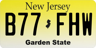 NJ license plate B77FHW