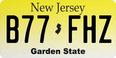 NJ license plate B77FHZ