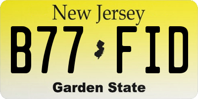 NJ license plate B77FID