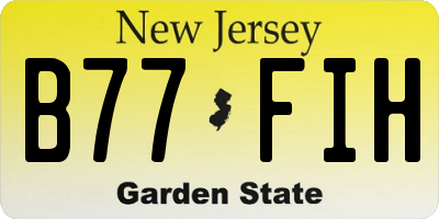 NJ license plate B77FIH