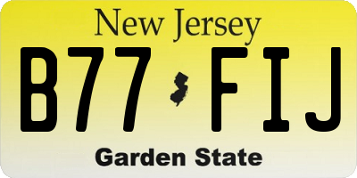 NJ license plate B77FIJ