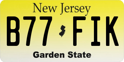 NJ license plate B77FIK