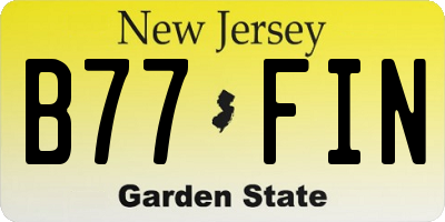 NJ license plate B77FIN