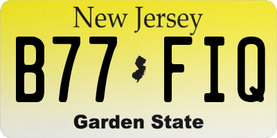 NJ license plate B77FIQ
