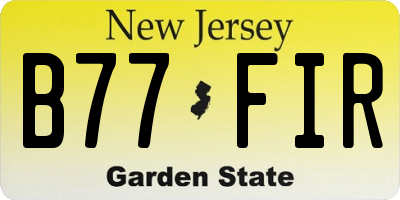 NJ license plate B77FIR