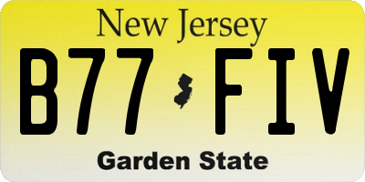 NJ license plate B77FIV