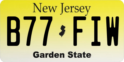NJ license plate B77FIW