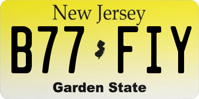 NJ license plate B77FIY