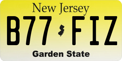 NJ license plate B77FIZ