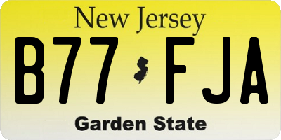 NJ license plate B77FJA