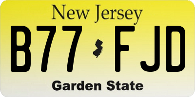 NJ license plate B77FJD