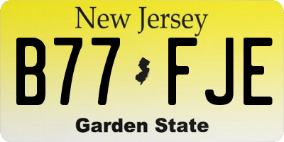 NJ license plate B77FJE