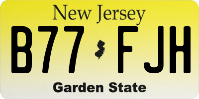 NJ license plate B77FJH