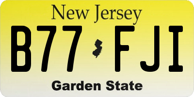 NJ license plate B77FJI