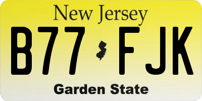 NJ license plate B77FJK