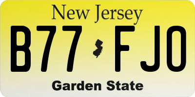 NJ license plate B77FJO