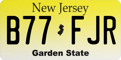 NJ license plate B77FJR