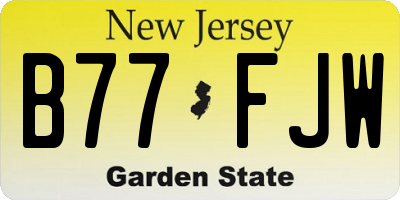 NJ license plate B77FJW