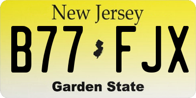 NJ license plate B77FJX