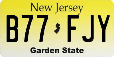 NJ license plate B77FJY