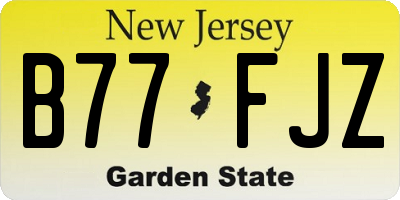 NJ license plate B77FJZ