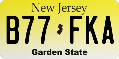 NJ license plate B77FKA