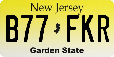 NJ license plate B77FKR