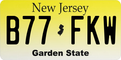 NJ license plate B77FKW