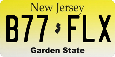 NJ license plate B77FLX