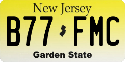 NJ license plate B77FMC