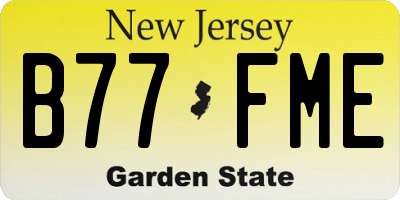 NJ license plate B77FME