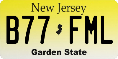 NJ license plate B77FML