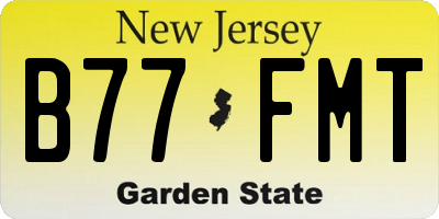 NJ license plate B77FMT