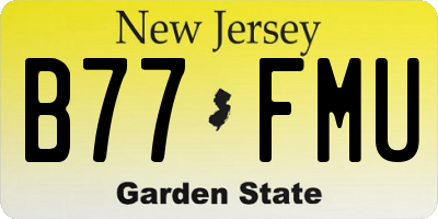 NJ license plate B77FMU