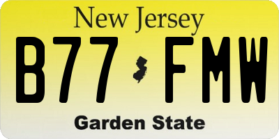 NJ license plate B77FMW