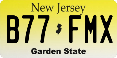 NJ license plate B77FMX