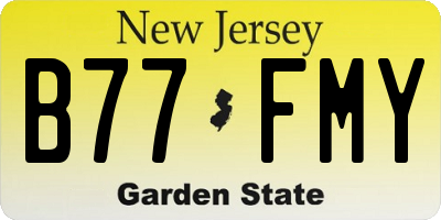 NJ license plate B77FMY