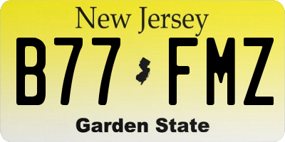 NJ license plate B77FMZ