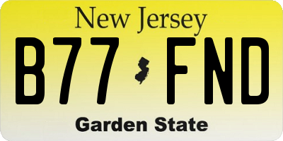 NJ license plate B77FND